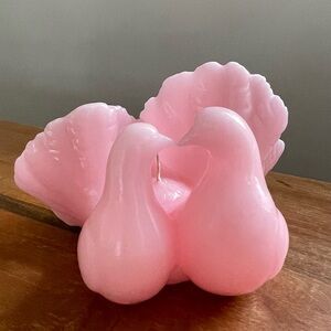 NOS 6" Vintage Large Pink Lovebirds Novelty Candle Wedding Romance
